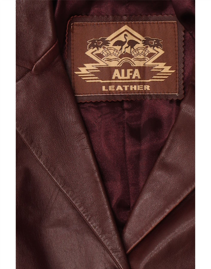 Alfa Γυναικείο Δερμάτινο Παλτό UK 10 Small Burgundy Leather