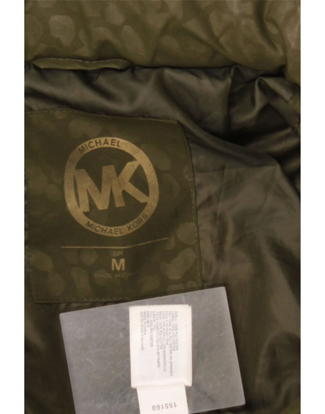 MICHAEL KORS Γυναικείο παλτό με κουκούλα UK 14 Medium Khaki Animal Print