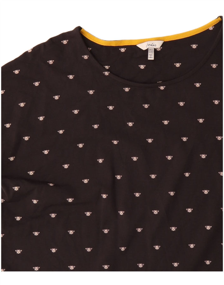 Γυναικείο μπλουζάκι JOULES μεγάλου μεγέθους, αφηρημένο μοτίβο, UK 14 μεγάλο μαύρο