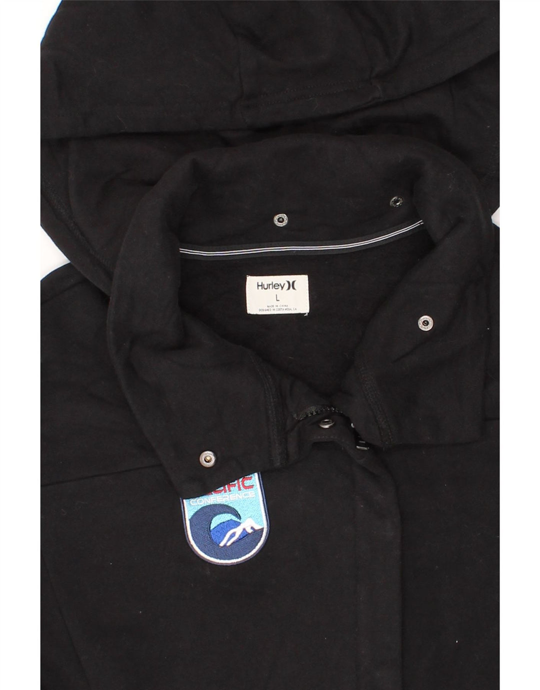HURLEY Womens Hooded Tracksuit Top Jacket UK 16 Large Black Vintage Hurley and Second-Hand Hurley from Messina Hembry 