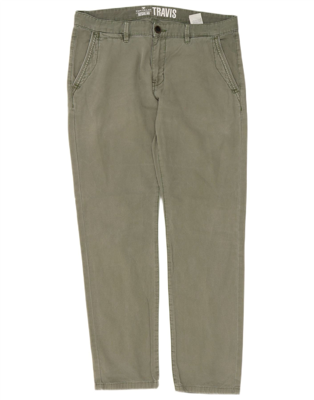 Tom Tailor Ανδρικό παντελόνι Chino με κανονική εφαρμογή W34 L32 Χακί βαμβακερό