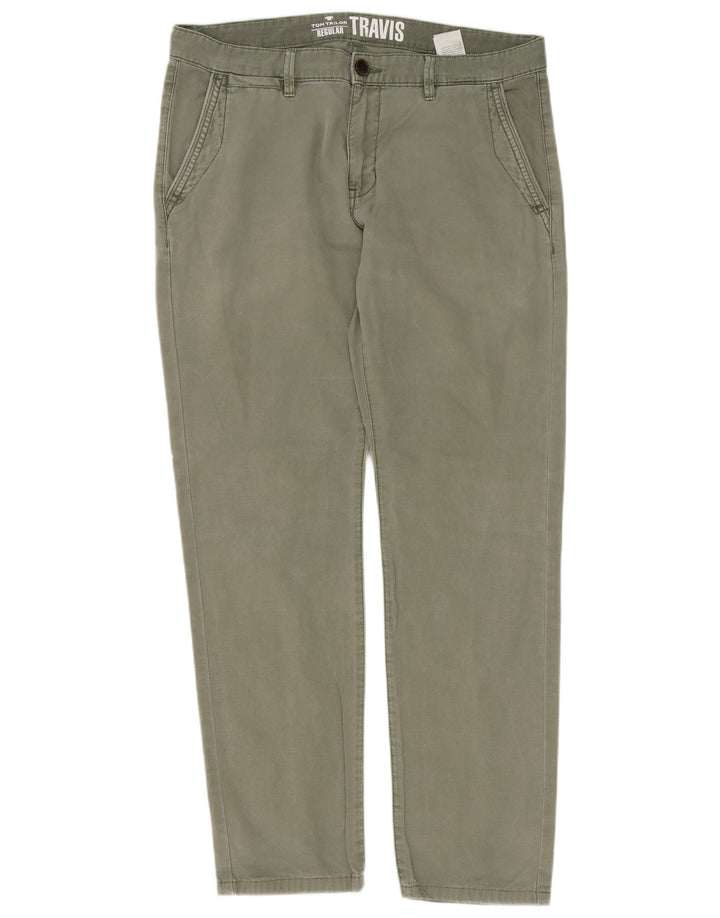 Tom Tailor Ανδρικό παντελόνι Chino με κανονική εφαρμογή W34 L32 Χακί βαμβακερό