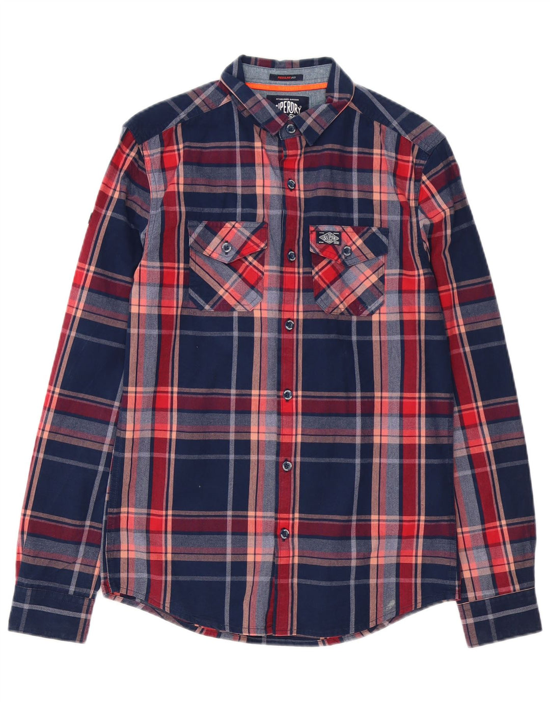 Ανδρικό πουκάμισο Superdry XS Navy Blue Check Cotton