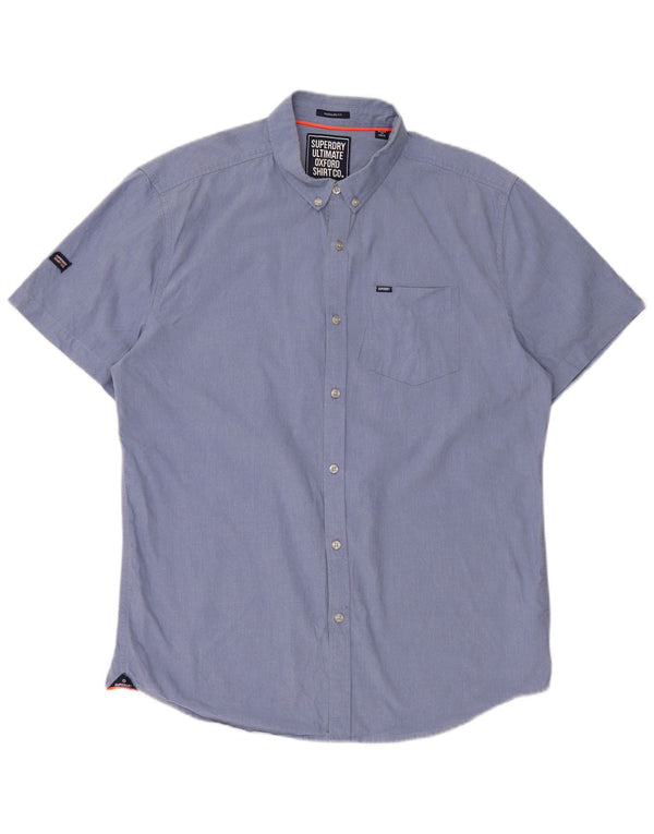 Superdry Womens Short Sleeve Regular Fit Shirt XL Blue Cotton