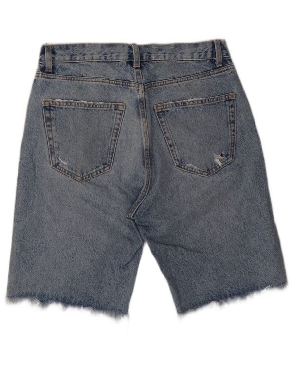 ZARA Mens Distressed Denim Shorts W31 Medium Blue Cotton