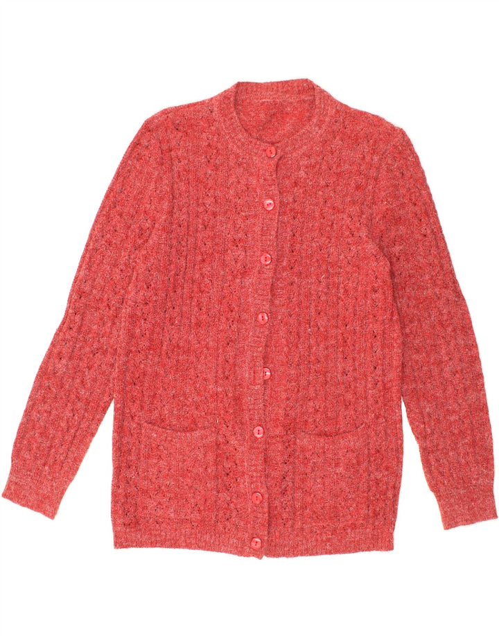 VINTAGE Womens Cardigan Sweater UK 12 Medium Red Vintage Vintage and Second-Hand Vintage from Messina Hembry 