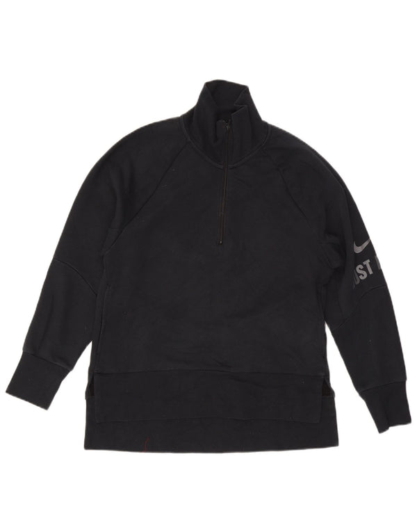 Γυναικείο φούτερ Nike Dri Fit με γραφικό φερμουάρ Jumper UK 6 XS μαύρο βαμβακερό