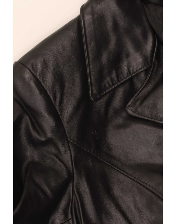 Vintage Γυναικείο Δερμάτινο Παλτό IT 42 Medium Black Leather