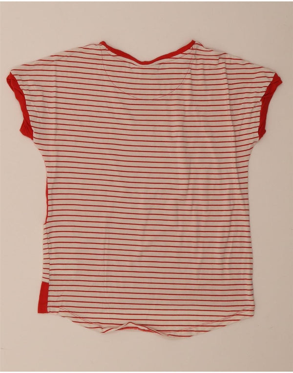 Ellesse Γυναικείο T-Shirt Top UK 14 Μεσαίο κόκκινο ριγέ βισκόζη