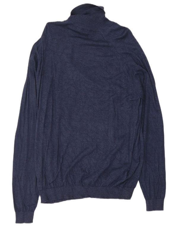 Zara Ανδρικό πουλόβερ με ρολό λαιμόκοψη XL Navy Blue Viscose