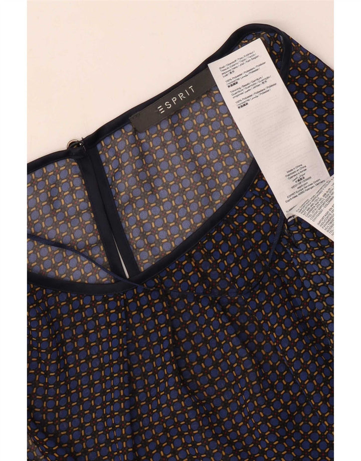 Esprit Γυναικεία Αμάνικη Μπλούζα Τοπ UK 12 Medium Navy Blue Check Polyester