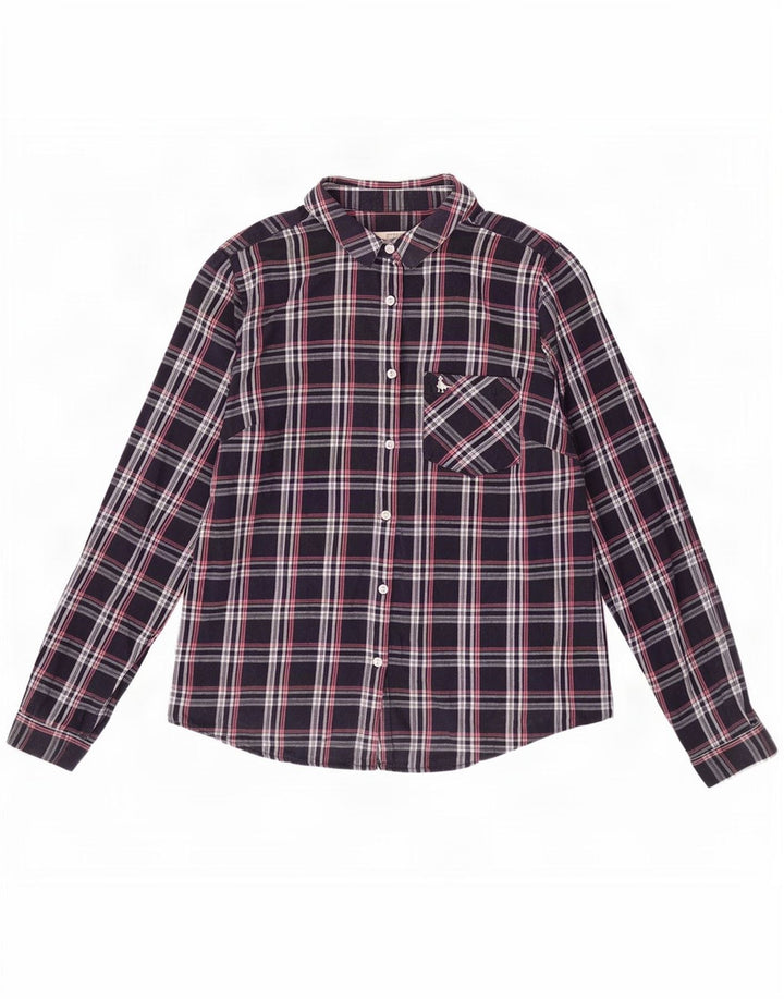 Jack Wills Γυναικείο φανελένιο πουκάμισο Ηνωμένου Βασιλείου 12 μεσαίου βαθμού μπλε ναυτικό καρό βαμβακερό