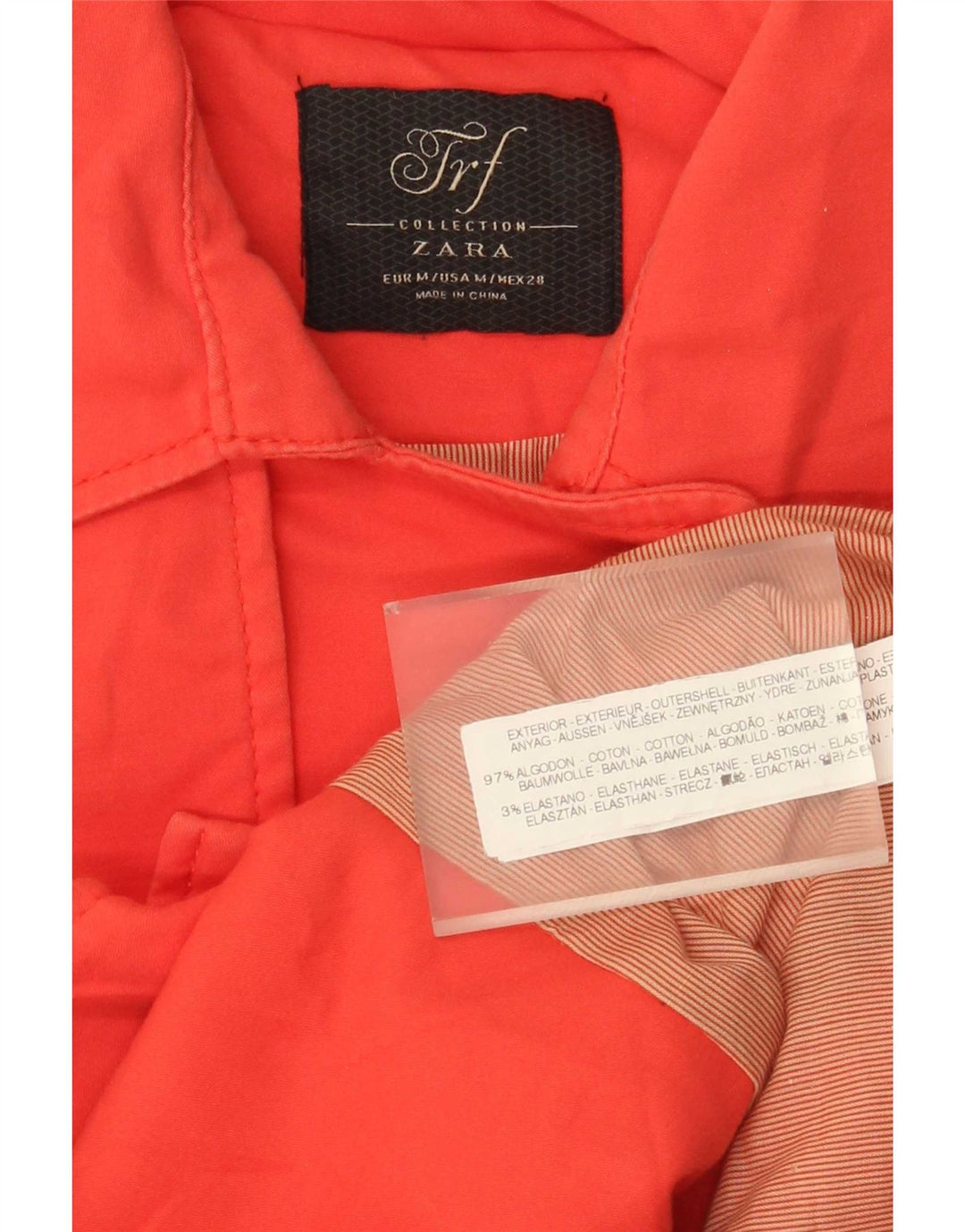 Zara Γυναικεία Κοντή καμπαρντίνα UK 12 Βαμβακερό μεσαίο πορτοκαλί