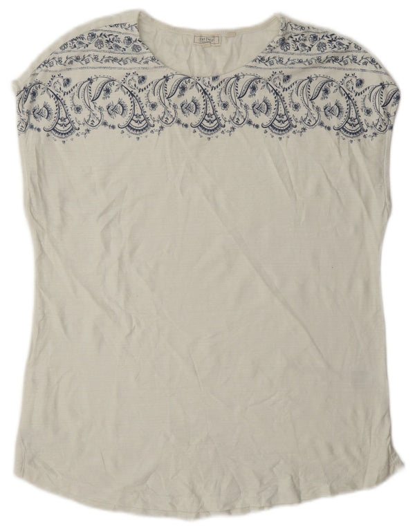 Fat Face Γυναικείο T-Shirt Top UK 12 Medium White Paisley Βαμβακερό
