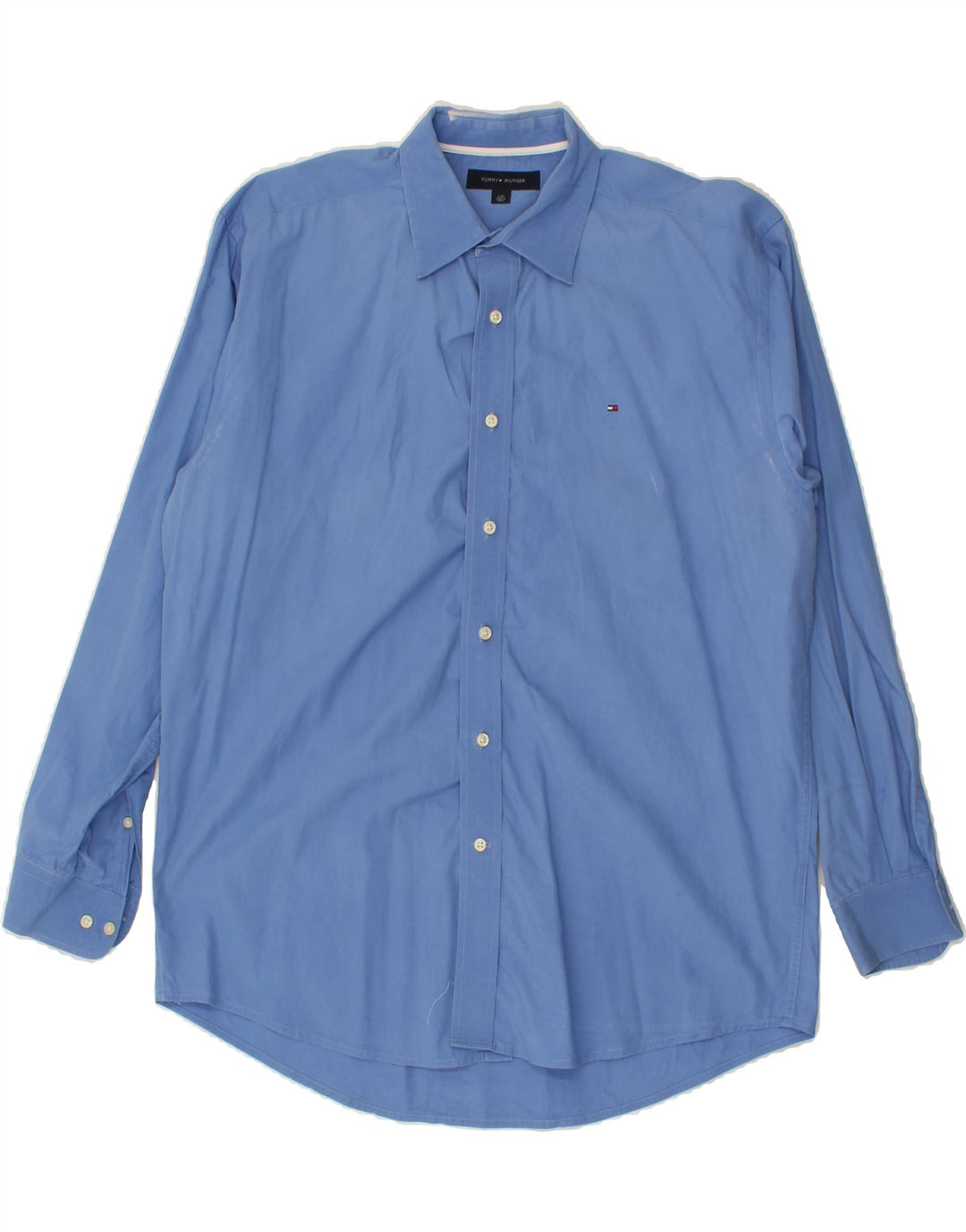 TOMMY HILFIGER Mens Shirt Large Blue Cotton Vintage Tommy Hilfiger and Second-Hand Tommy Hilfiger from Messina Hembry 