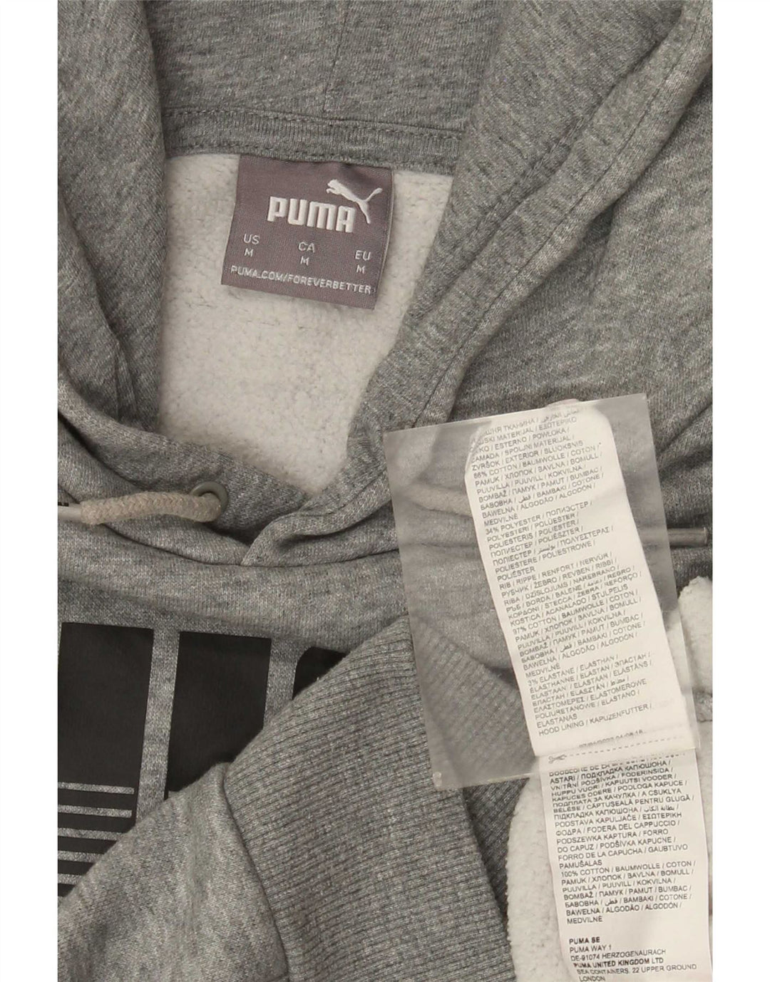 Ανδρικό γραφικό κουκούλα Puma, μεσαίο γκρι βαμβακερό