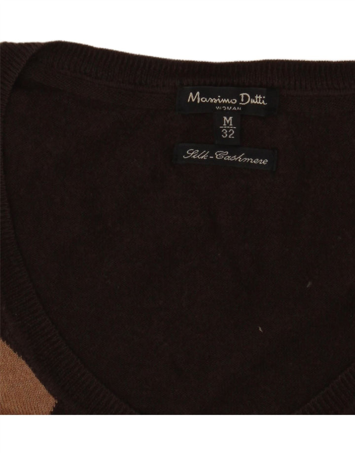 Massimo Dutti Γυναικείο πουλόβερ με V λαιμόκοψη UK 14 Μεσαίο καφέ