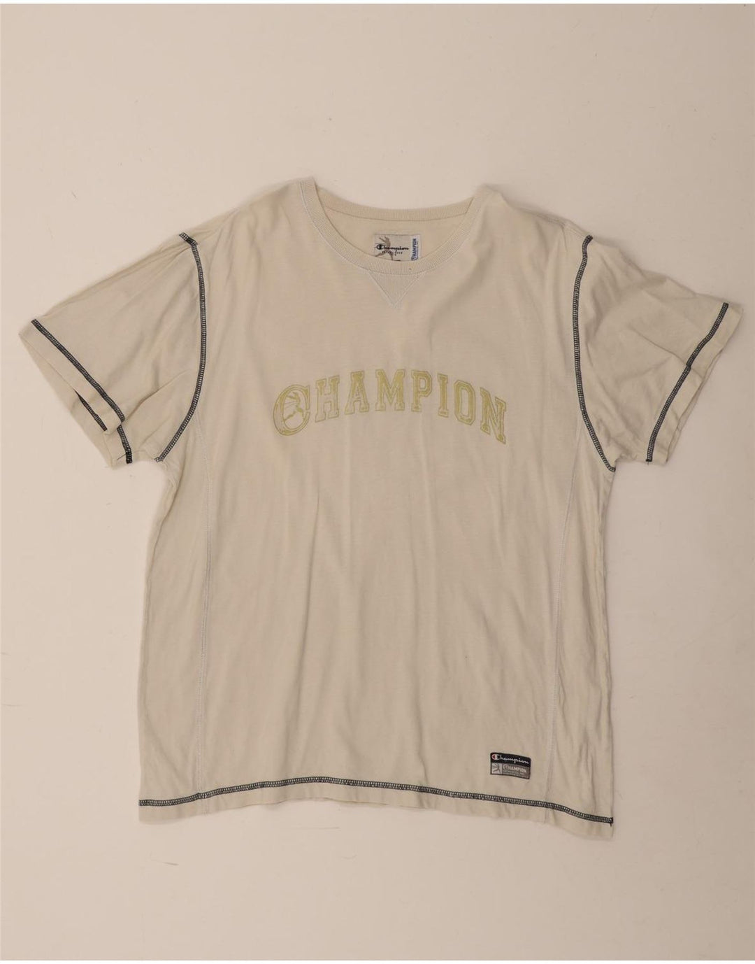 Ανδρικό γραφικό T-Shirt Champion Top Large Off White Βαμβακερό
