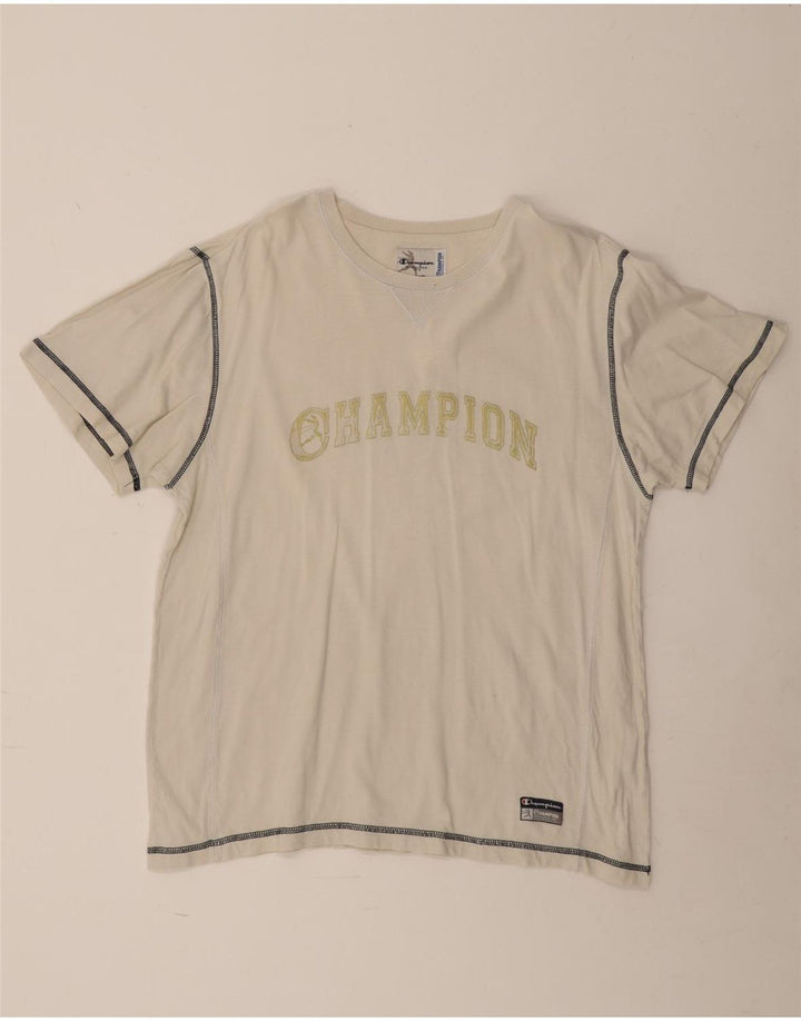 Ανδρικό γραφικό T-Shirt Champion Top Large Off White Βαμβακερό