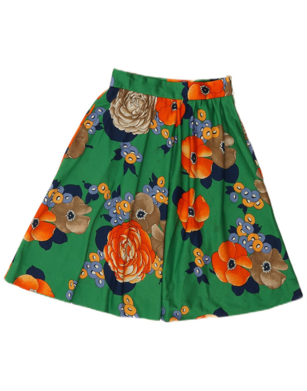 Vintage Γυναικεία Φούστα σε γραμμή Α W22 2XS Πράσινη Floral