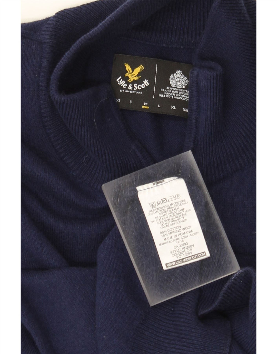 Ανδρικό πουλόβερ με λαιμόκοψη με φερμουάρ Lyle & Scott Βαμβακερό μεσαίο ναυτικό