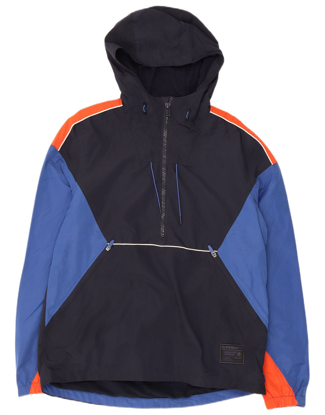 Ανδρικό μπουφάν Anorak SUPERDRY με κουκούλα UK 38 Medium Navy Blue Colourblock