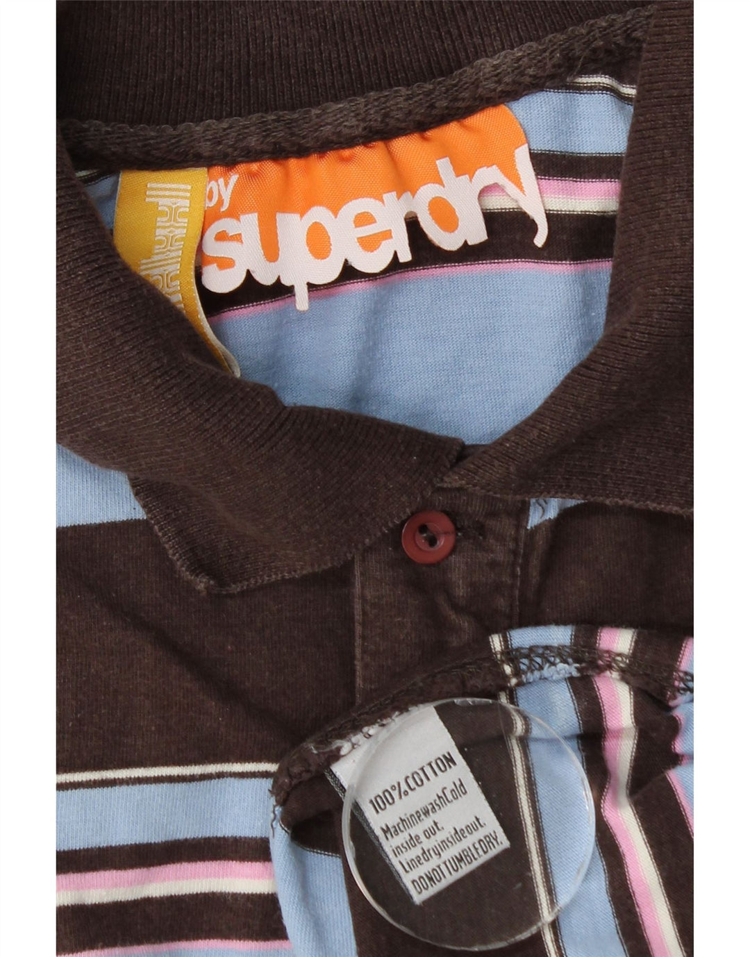 Ανδρικό μπλουζάκι πόλο Superdry Μικρό καφέ ριγέ βαμβακερό