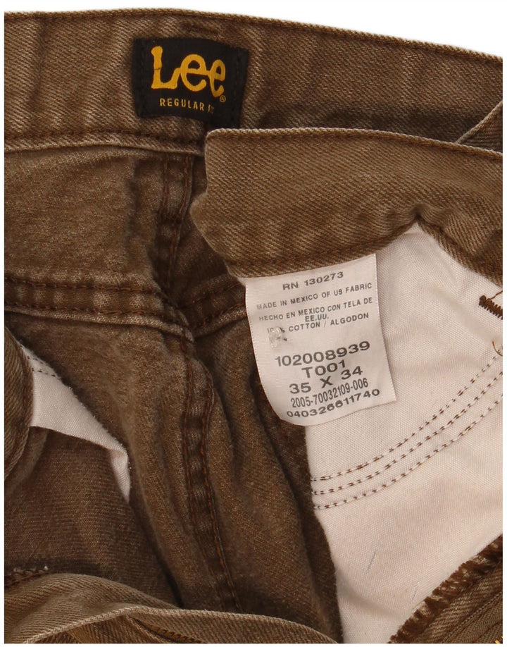 Lee Mens Straight Jeans W35 L34 Χακί Βαμβακερό