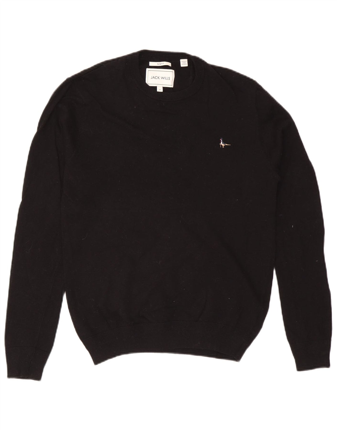 Ανδρικό πουλόβερ Jack Wills Slim Fit Crew Neck Jumper Μεσαίο μαύρο βαμβακερό