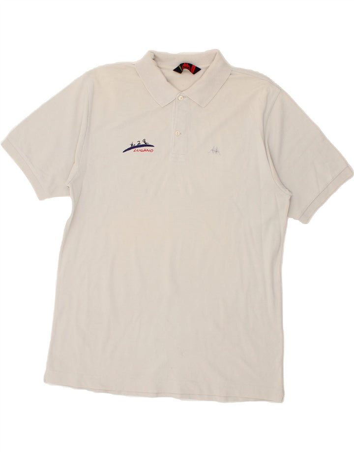 KAPPA Mens Polo Shirt Large White Cotton Vintage Kappa and Second-Hand Kappa from Messina Hembry 
