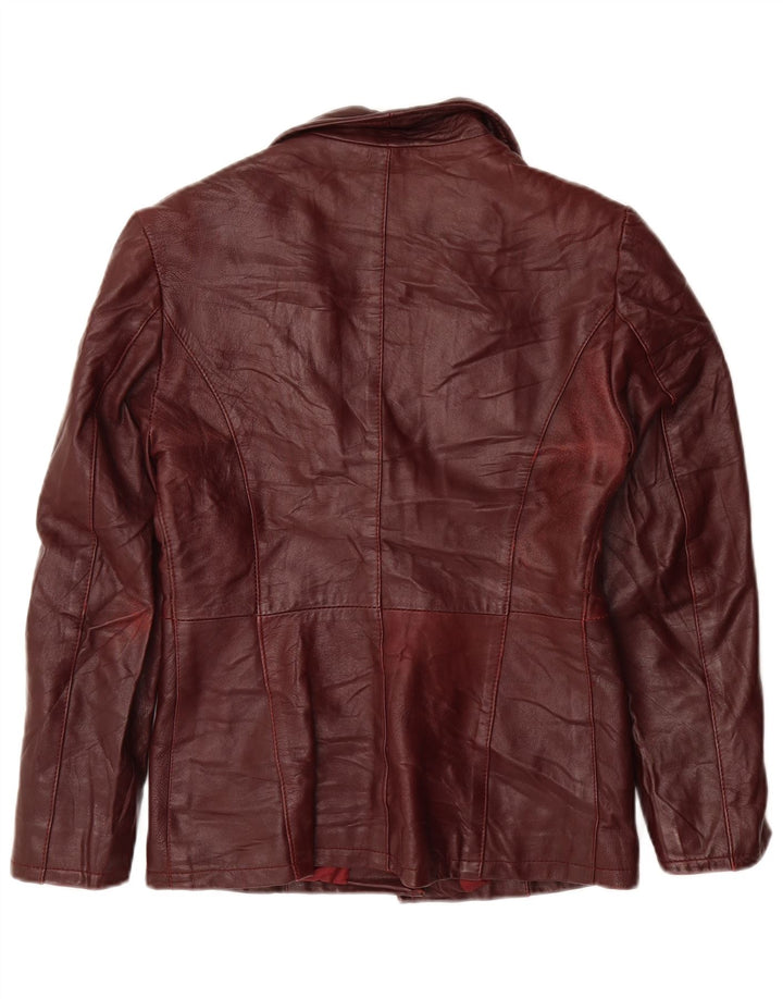 VINTAGE Womens Leather Jacket UK 12 Medium Burgundy