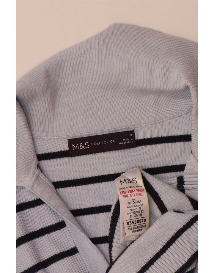 Marks & Spencer Γυναικείο Πόλο Μπλουζάκι UK 14 Μεσαίο Μπλε ριγέ βαμβακερό