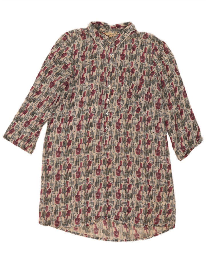 White Stuff Γυναικείο Abstract Pattern 3/4 Sleeve Shift Dress UK 8 Small