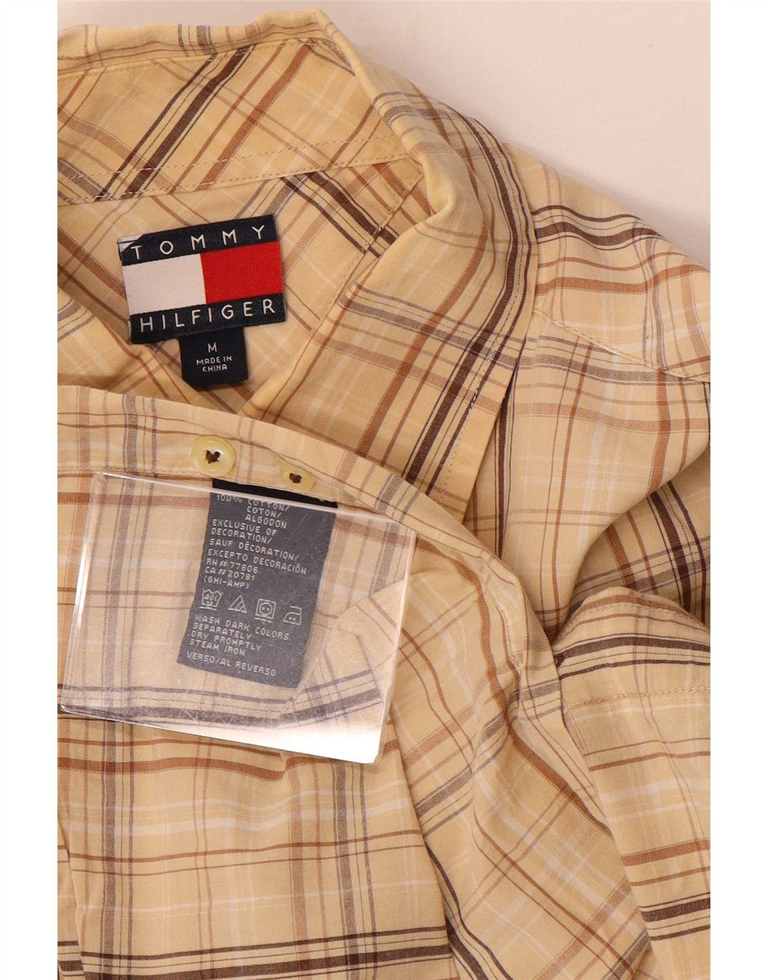 Ανδρικό πουκάμισο Tommy Hilfiger, μεσαίο μπεζ, βαμβακερό