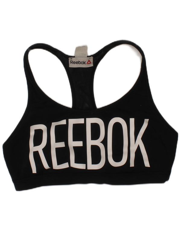 Γυναικείο γραφικό αθλητικό σουτιέν Reebok Top UK 12/14 Medium Black Polyester Sports