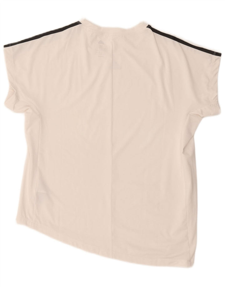 Γυναικείο γραφικό μπλουζάκι Adidas Top UK 12/14 Μεσαίο λευκό πολυεστέρας