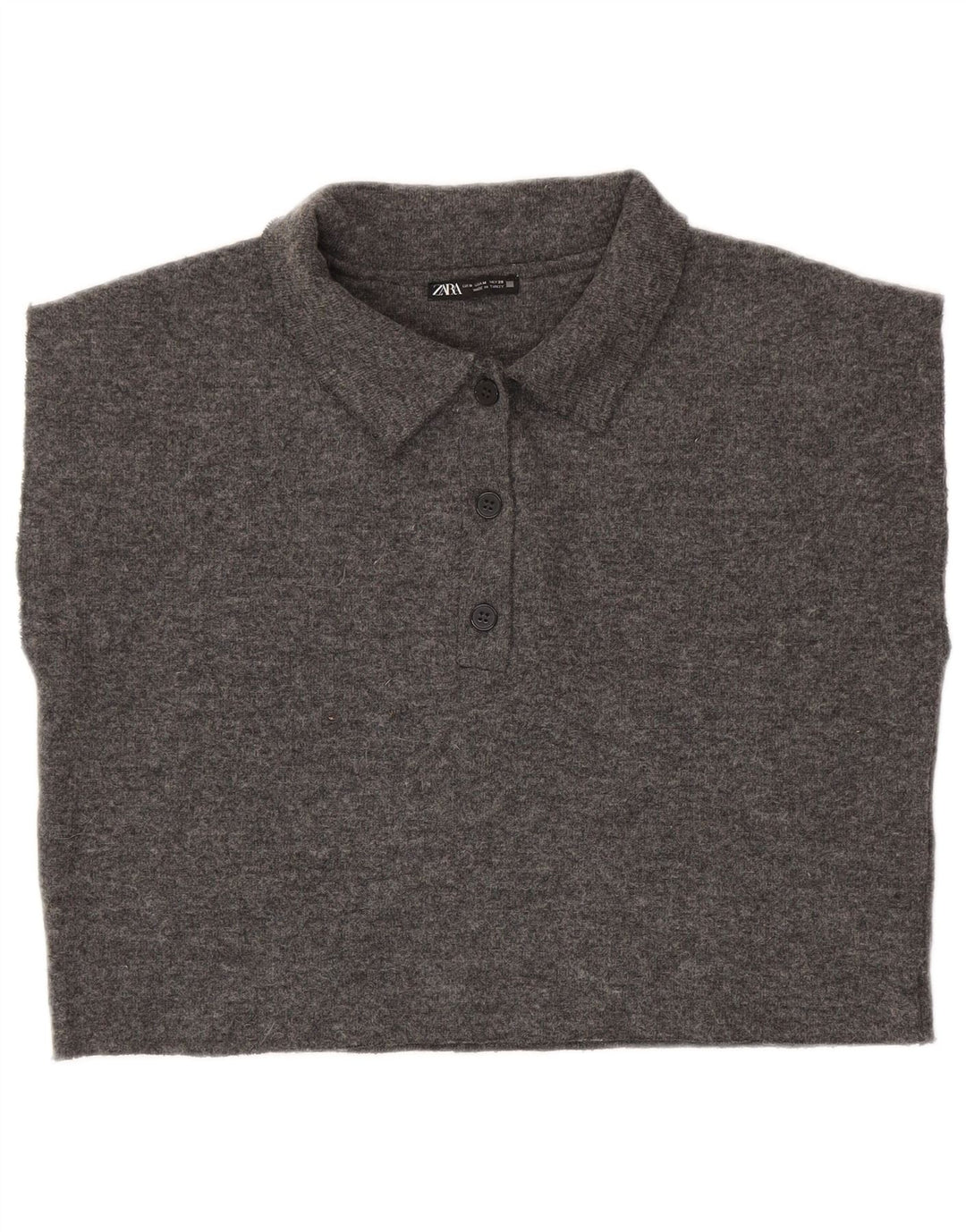 Zara Γυναικείο Αμάνικο Πόλο Μπλουζάκι UK 14 Medium Grey Polyester