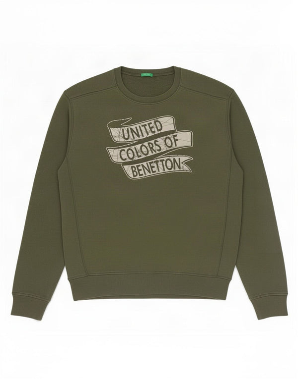 Ανδρικό γραφικό φούτερ Benetton Jumper XL Khaki Cotton