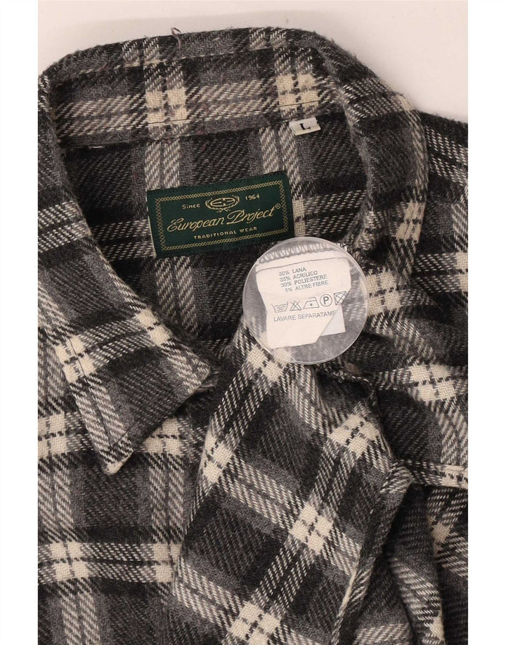 Ανδρικό φανελένιο πουκάμισο European Project Large Grey Check Acrylic