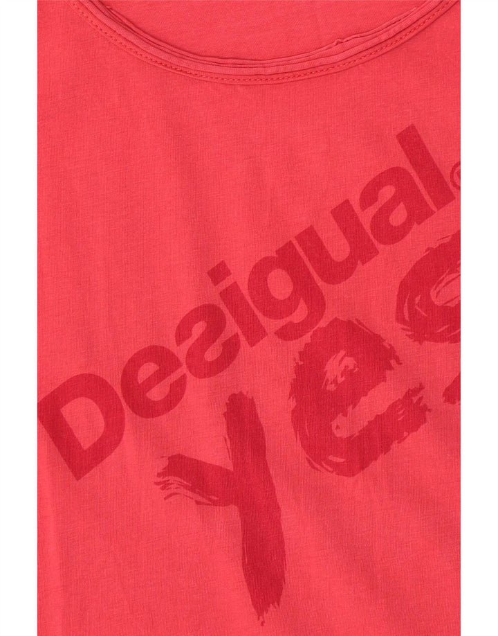 Desigual Γυναικείο γραφικό T-Shirt Top UK 14 Medium Pink