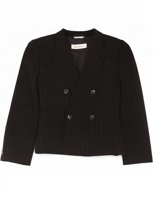 Max Mara Γυναικείο σακάκι Blazer με διπλό στήθος UK 12 Medium Black Pinstripe