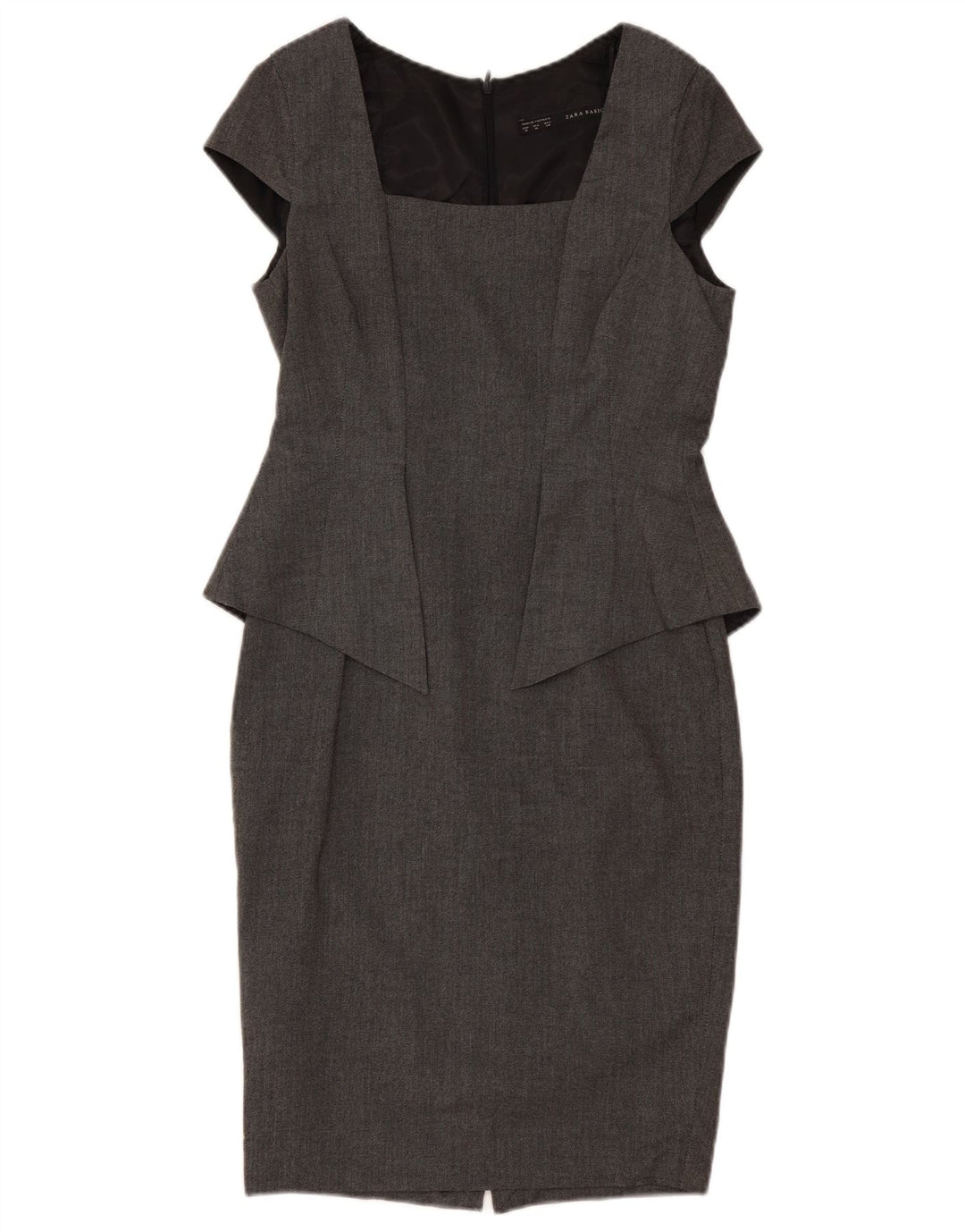Zara Γυναικείο φόρεμα Peplum UK 12 Medium Grey Polyester
