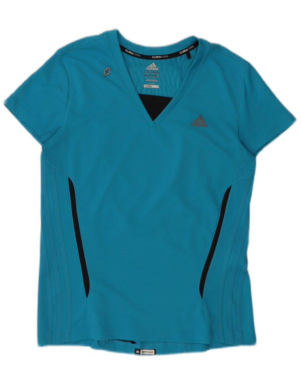 Adidas Γυναικείο T-Shirt Climacool Top UK 16 Large Blue Colourblock