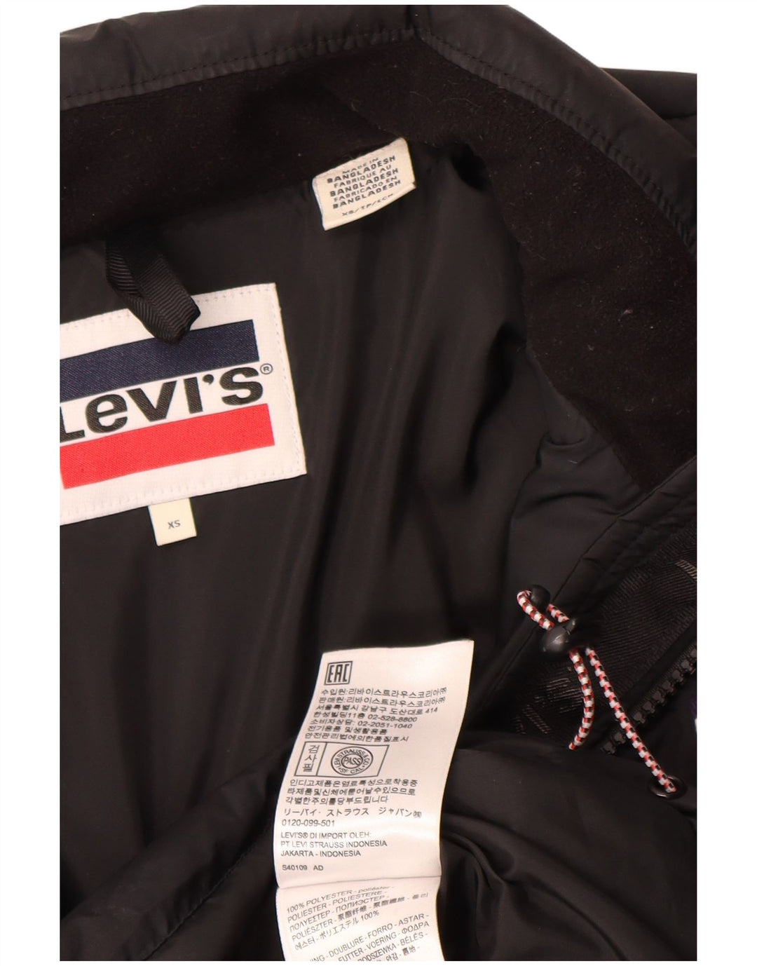 Γυναικείο μπουφάν Levi's Loose Fit με επένδυση UK 6 XS μαύρο πολυεστέρα