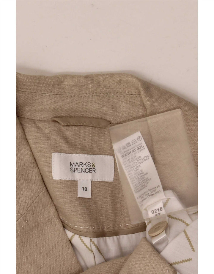 Marks & Spencer Γυναικείο μπλέιζερ με 5 κουμπιά μπουφάν UK 10 μικρά μπεζ λευκά είδη