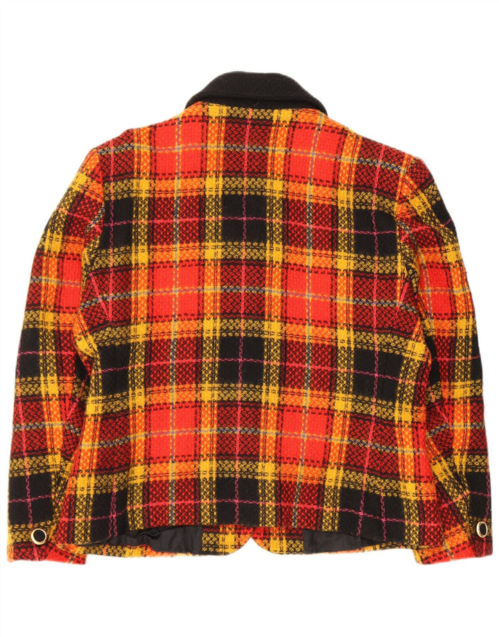 Vintage γυναικείο σακάκι με 5 κουμπιά σακάκι IT 48 XL Orange Check Virgin Wool
