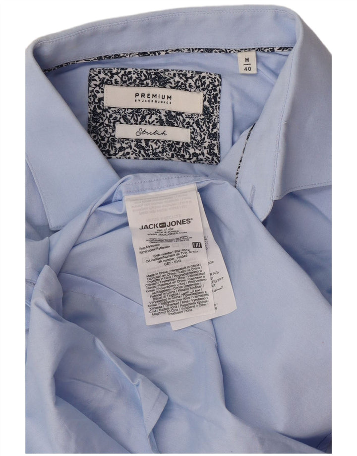 Ανδρικό κοντομάνικο πουκάμισο Jack & Jones Μέγεθος 40 Μπλε Βαμβακερό