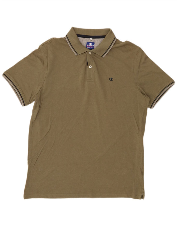 CHAMPION Mens Polo Shirt Large Khaki