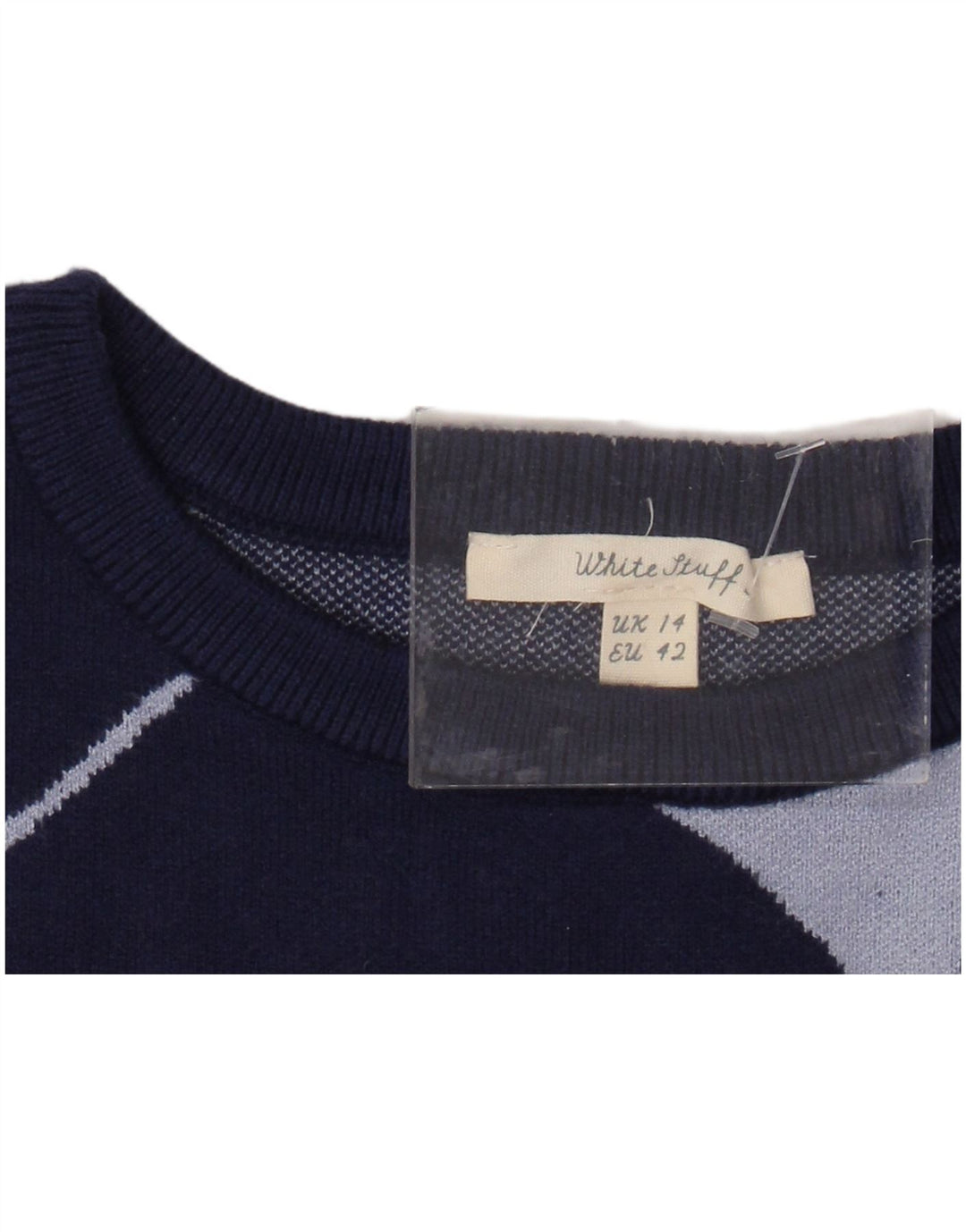 WHITE STUFF Γυναικείο πουλόβερ με λαιμόκοψη UK 14 Large Navy Blue ριγέ
