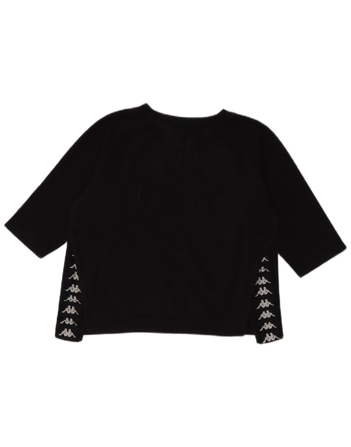Kappa Womens Crop Graphic Top 3/4 Sleeve UK 14 Medium Black
